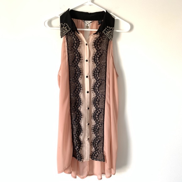 BKE Tops - BKE Boutique Sheer Embellished blouse size large